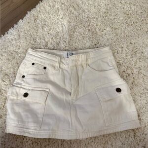 White mini jean skirt
